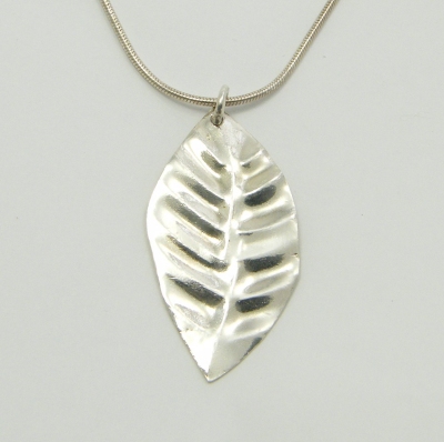 Silver beech leaf pendant